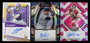 2022-25 Ben Rice, JJ McCarthy, Spencer Rattler Panini & Leaf Signed Rookie Cards (Lot of 3)