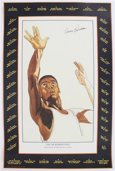 1995 Oscar Robertson Milwaukee Bucks 15"x23" HOF Induction Print (JSA)