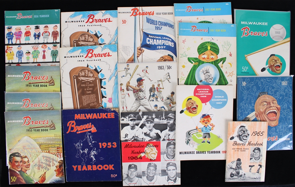 1953-1965 Milwaukee Braves Yearbooks (Lot of 16)