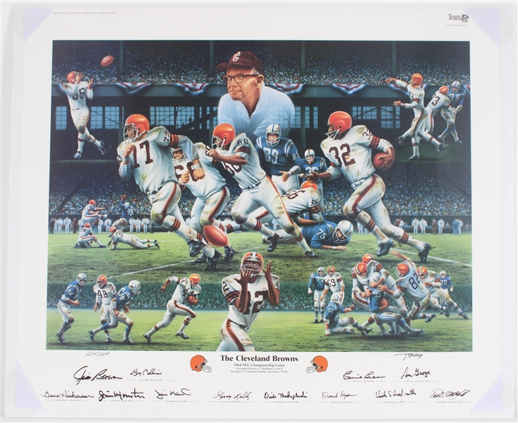1994 Cleveland Browns NFL Champions Multi Signed LE 27"x32" Print (JSA) 