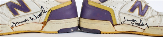 1987-88 James Worthy Los Angeles Lakers Signed New Balance 790 Game Worn Sneakers (MEARS LOA) *JSA*