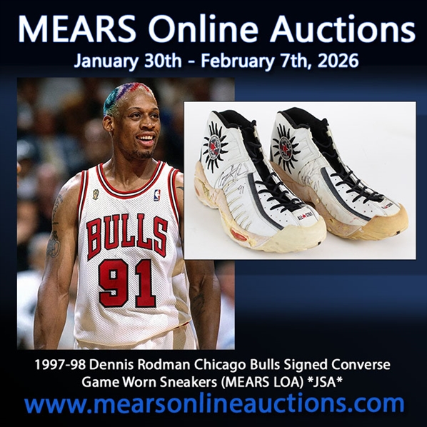 1997-98 Dennis Rodman Chicago Bulls Signed Converse Game Worn Sneakers (MEARS LOA) *JSA*