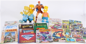 1980s-90s Bart Simpson 11" Figures, Comic Books & Trading Cards (Lot of 50+)