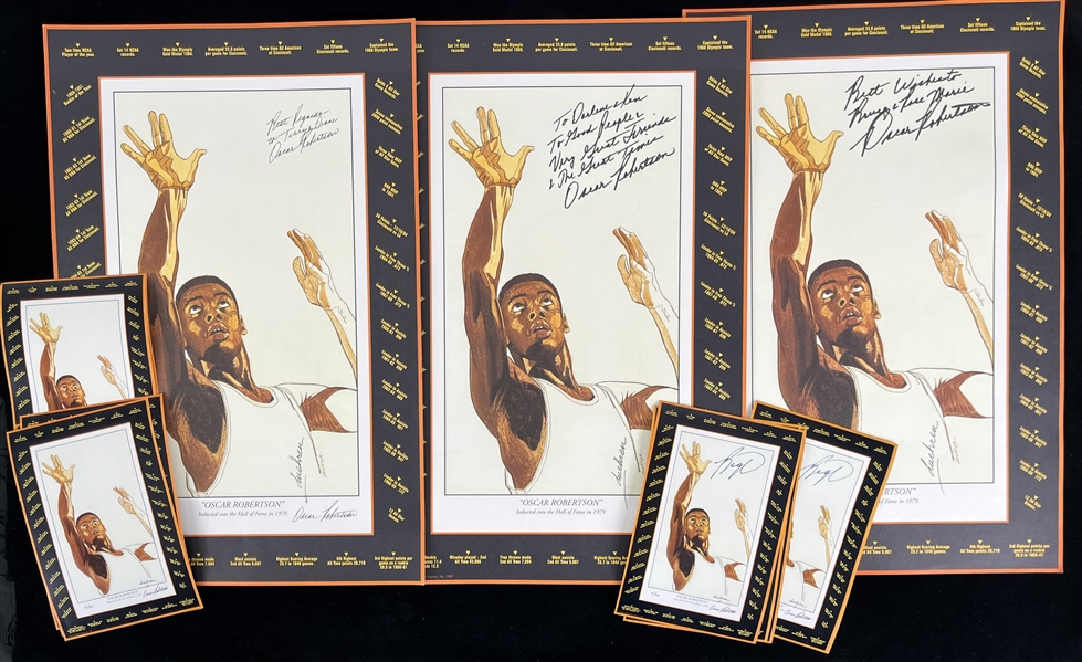 1970-74 Oscar Robertson Milwaukee Bucks Signed 15"x23" Prints (Lot of 15)(JSA)