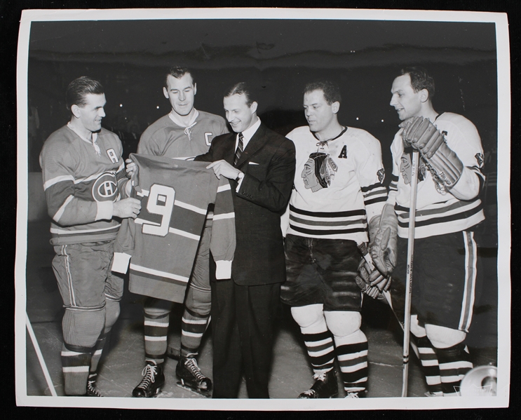 1955 Stan Musial St Louis Cardinals 8"x10" Photo Receiving Montreal Canadiens Jersey 