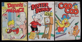 1951-58 Dennis the Menace, Buster Bunny & Coo Coo the Bird Brain Comics (Lot of 3)
