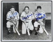 1946-63 Enos Slaughter, Terry Moore, Stan Musial St. Louis Cardinals Signed 8"x10" Framed Photo (JSA) 