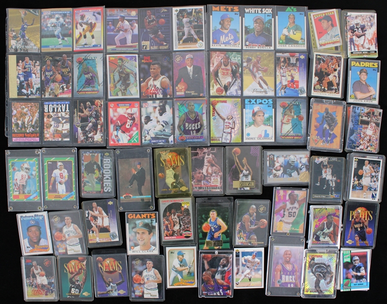 1980s-90s Baseball Football Basketball Trading Card Collection - Lot of 200+ w/ Numerous Hall of Fame Rookie Cards & More