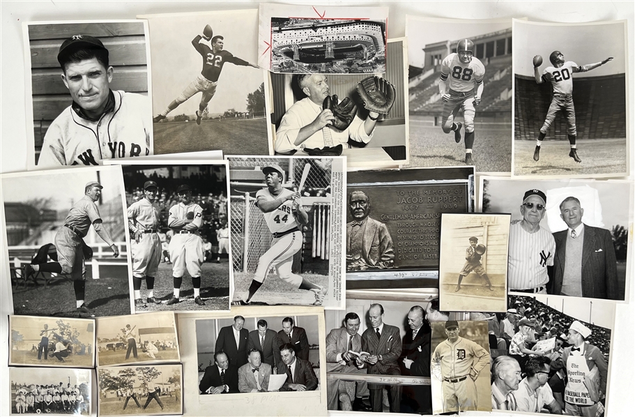 1940s-60s Baseball & Football 8"x10" Press Photos w/ Casey Stengel, Ted Williams & more (Lot of 30)