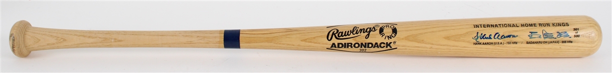 1983-86 Hank Aaron Sadaharu Oh International Home Run Kings Dual Signed Rawlings Adirondack Bat *Full JSA Letter*
