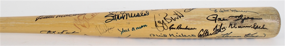 1980's Hall of Famers Multi Signed Louisville Slugger Baseball Bat w/ 30+ Signatures Including Hank Aaron, Nolan Ryan, Carl Yastrzemski, Cal Ripken Jr., Pete Rose & More (JSA)
