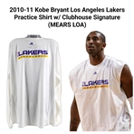 2010-11 Kobe Bryant Los Angeles Lakers Practice Shirt w/ Clubhouse Signature (MEARS LOA)
