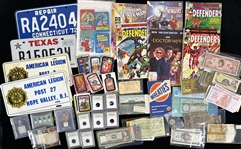 Vintage License Plates, Coins, Currency & more (Lot of 80+)