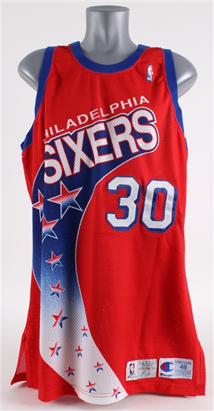 1992-93 Clarence Weatherspoon Philadelphia 76ers Signed Game Worn Road Jersey (MEARS LOA)