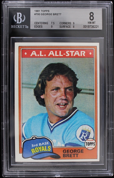 1981 George Brett Kansas City Royals #700 Topps Slabbed Card (Beckett 8 EX-MT) 