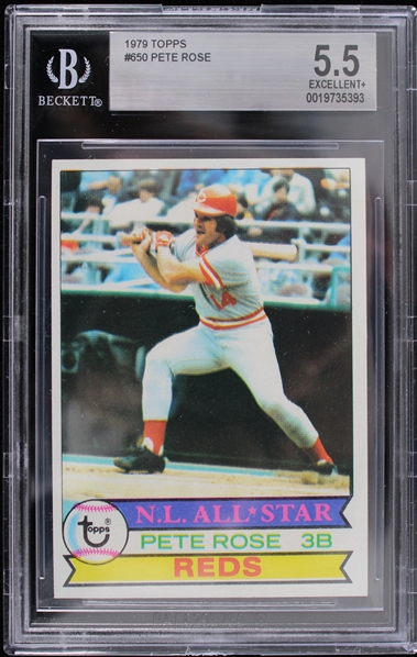 1979 Pete Rose Cincinnati Reds #650 Topps Slabbed Card (Beckett 5.5 EXCELLENT+) 
