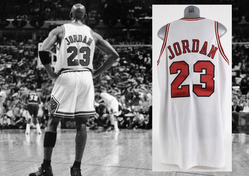 1997-98 Michael Jordan Chicago Bulls Home NBA Jersey (MEARS LOA & SIA) "Possibly Worn For  One Game"