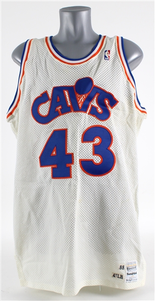 1988-89 Brad Daughtery Cleveland Cavaliers Game Worn Home Jersey (name missing on reverse) MEARS LOA
