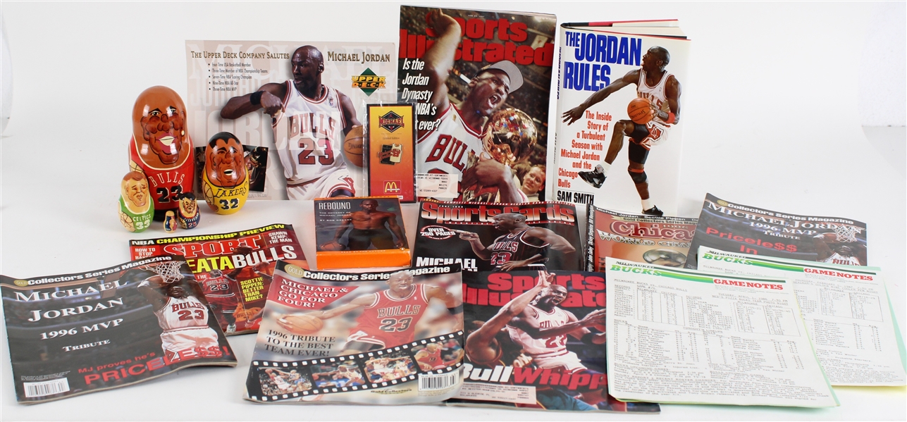 1980s-90s Michael Jordan Chicago Bulls Magazines, Nesting Doll & more (Lot of 14)