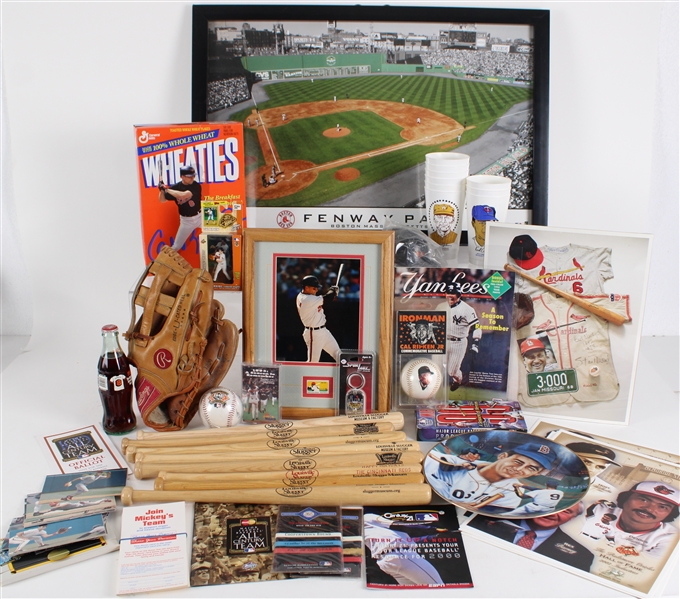 1980s-2000s Baseball Collection w/ Plaques, Framed Photos, Mini Bats & more (Lot of 50+)