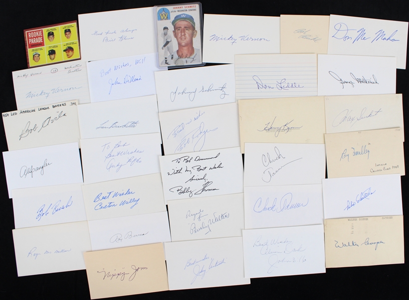 1950s-60s Milwaukee Braves Signed Index Cards (Lot of 50)