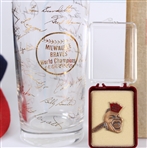 1950s Milwaukee Braves Press Pin, Glassware, Postcards and more (Lot of 25) 
