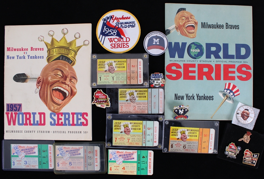 1957-58 Milwaukee Braves World Series Collection (Lot of 17)