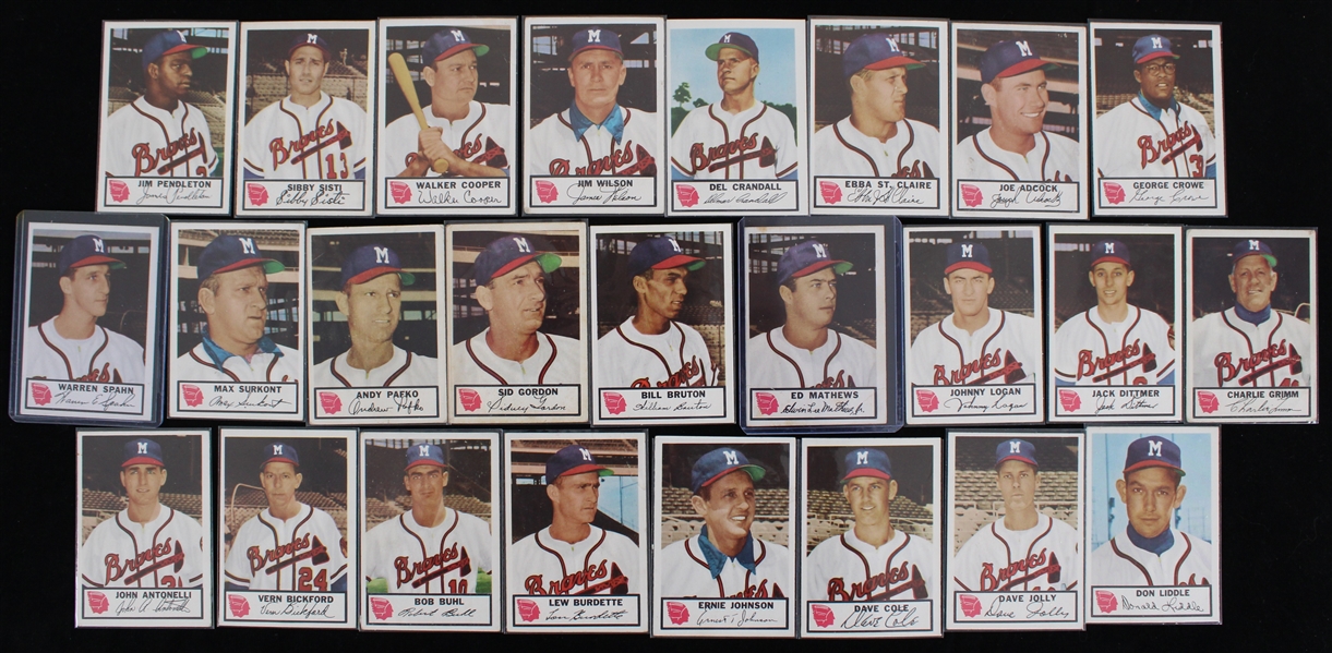 1953 Milwaukee Braves Johnston Cookies Baseball Cards (Lot of 25)
