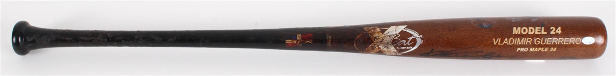 2004 Vladimir Guerrero Game Used Signed Bat (JSA) MEARS A10