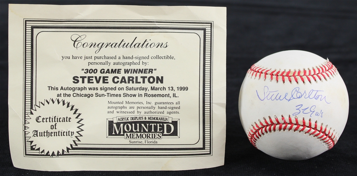 1994-99 Steve Carlton Philadelphia Phillies Signed ONL Coleman Baseball (Mounted Memories) 