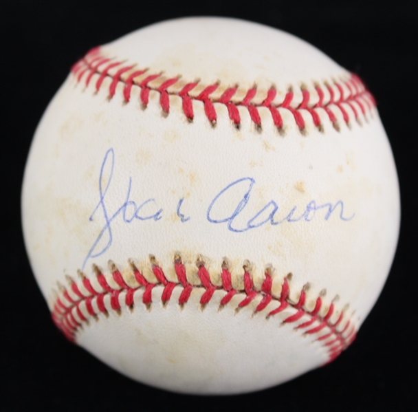 1994-99 Hank Aaron Milwaukee Braves Signed ONL Coleman Baseball (JSA) 