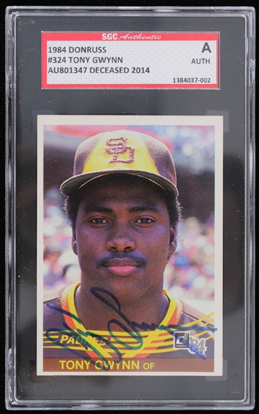 1984 Tony Gwynn San Diego Padres Signed Donruss #324 Card (SGC Slabbed A) 