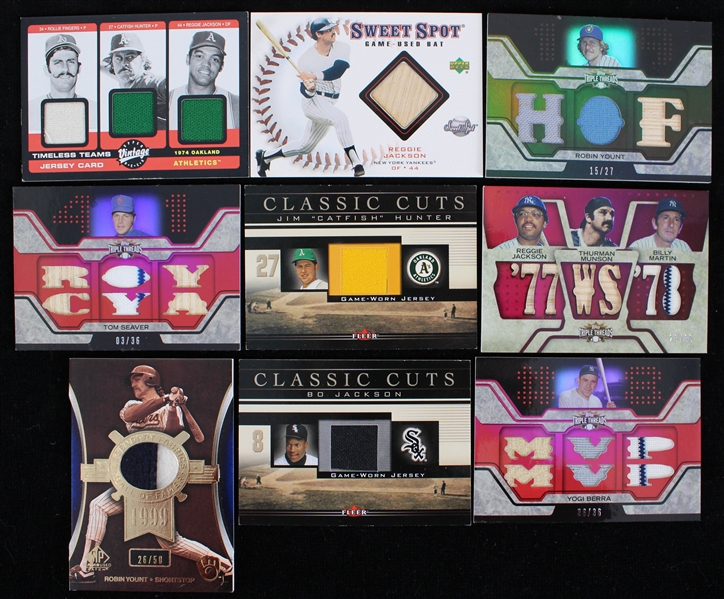 2001-08 MLB Jersey Cards w/ Robin Yount, Bo Jackson & more (Lot of 9)