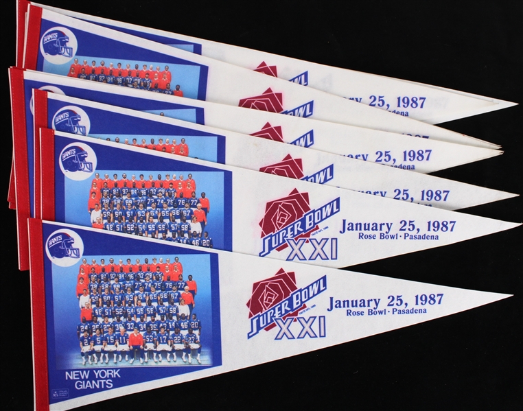 1987 New York Giants Super Bowl XXI Full Size Pennants (Lot of 11)