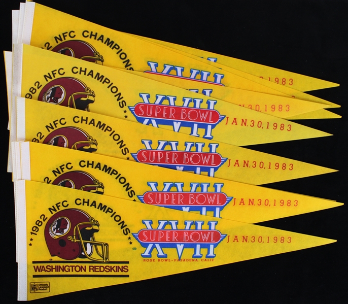 1982 Washington Redskins Super Bowl XVII Full Size Pennants (Lot of 10) 
