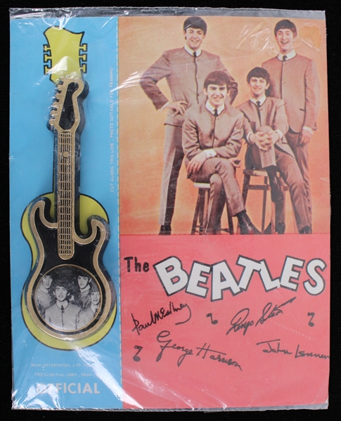 1964 The Beatles 5"x6" Official Guitar Pinback 