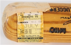 1986-88 Nolan Ryan Houston Astros Louisville Slugger Professional Model Bat w/ Ticket Stub Provenance (MEARS LOA)