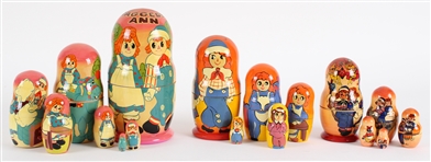 1990s Raggedy Ann & Andy Russian Nesting Dolls (Lot of 3)