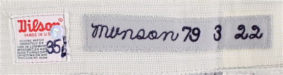 1979 Thurman Munson New York Yankees Game Worn Road Pants (MEARS/Steiner)