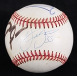 1984-94 Chicago Legends Michael Jordan Scottie Pippen Frank Thomas Signed OAL Brown Baseball (JSA)