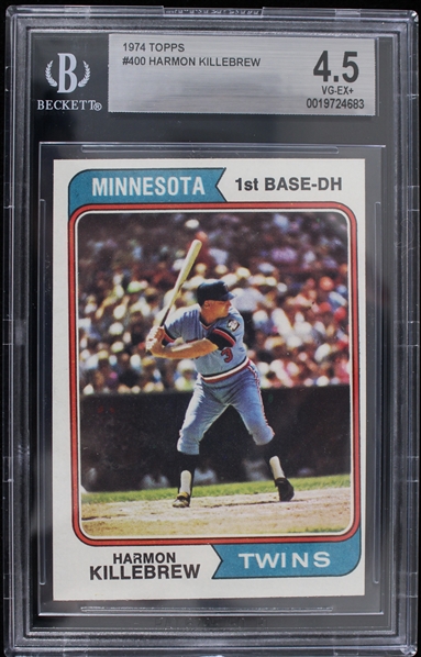 1974 Harmon Killebrew MN Twins #400 Topps Slabbed Card (Beckett 4.5 VG-EX+)