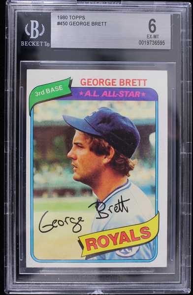1980 George Brett Kansas City Royals #450 Topps Slabbed Card (Beckett 6 EX-MT) 