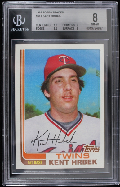 1982 Kent Hrbek MN Twins #44T Topps Slabbed Card (Beckett 8 NM-MT)
