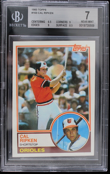1983 Cal Ripken Baltimore Orioles #163 Topps Slabbed Card (Beckett 7 NEAR MINT) 