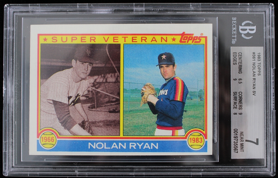 1983 Nolan Ryan Houston Astros #361 Topps Slabbed Card (Beckett 7 NEAR MINT) 
