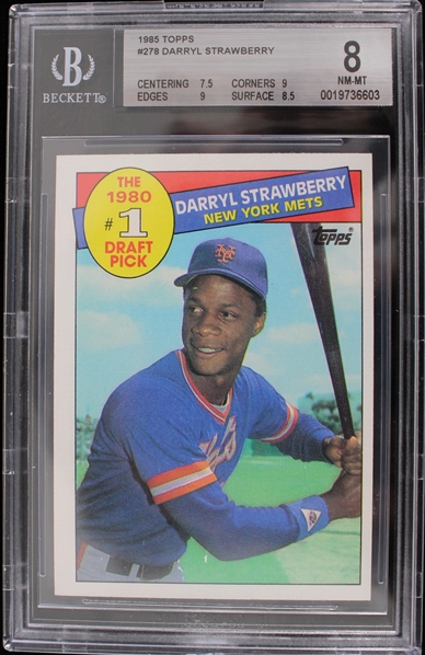 1985 Darryl Strawberry NY Mets #278 Topps Slabbed Card (Beckett 8 NM-MT) 