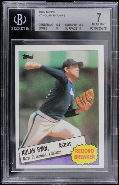 1985 Nolan Ryan Houston Astros #7 Topps Slabbed Card (Beckett 7 NEAR MINT) 