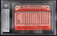1989 Rickey Henderson Oaklands A's #48T Topps Slabbed Card (Beckett 9 MINT) 