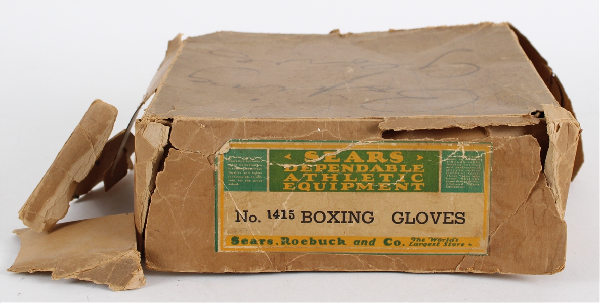 1930s-40s Sears Childrens Boxing Gloves, Two Pair w/ Original 11"x11"x4" Box 