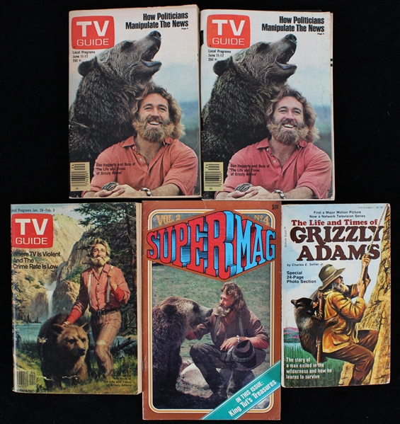 1977-78 Dan Haggerty Grizzly Adams TV Guides, Book, SuperMag (Lot of 5) 